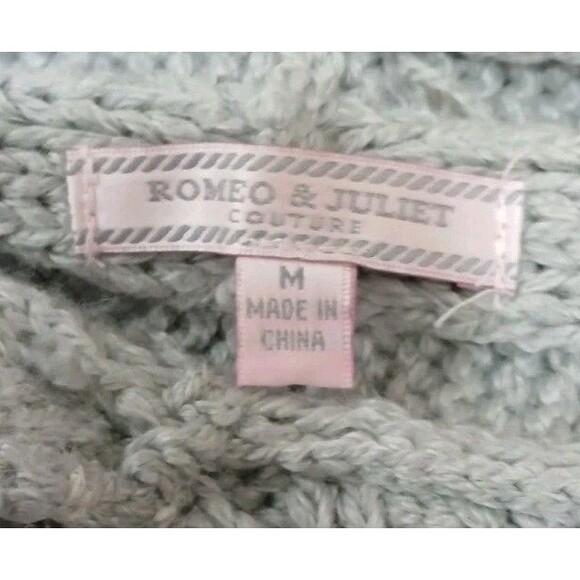 Romeo & Juliet Couture Cardigan M Gray Open Knit Lace Back Drape Boho Grannycore - Picture 7 of 8